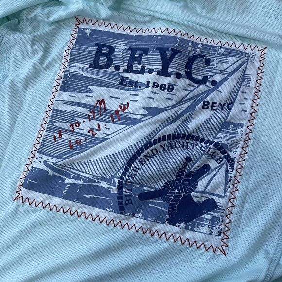 BITTER END Crew Patch Dritek Hoodie Dress Medium Mint Green Sailing Tropical - Picture 7 of 9